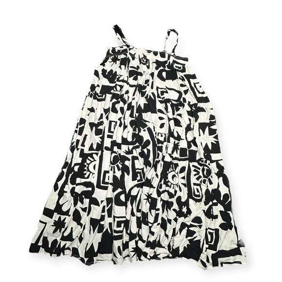 ABEL THE LABEL Women’s Black White Abstract Tiered Sundress Size Medium - Picture 3 of 8